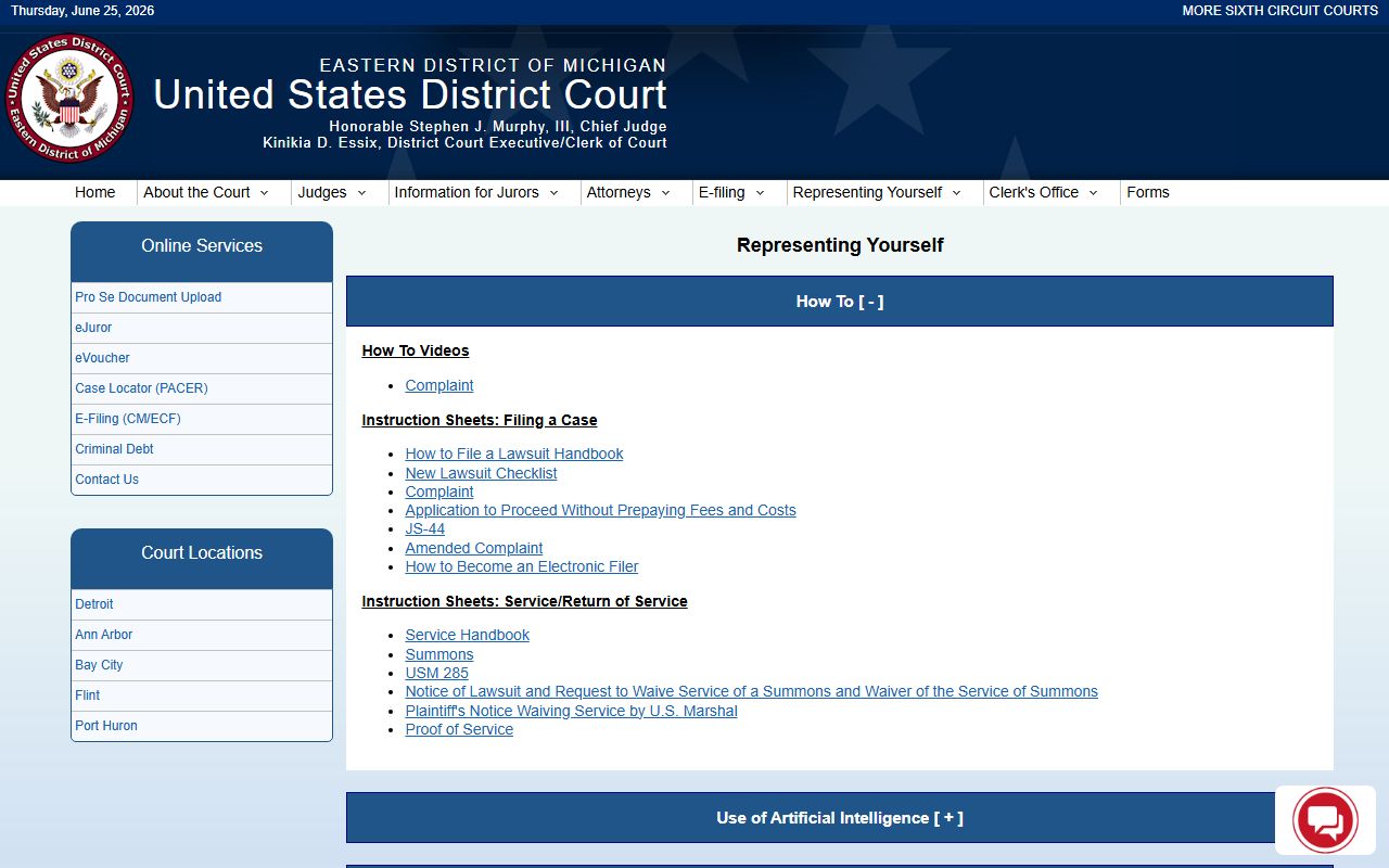 Gladwin County arrest records and charges federal self-representation guidance