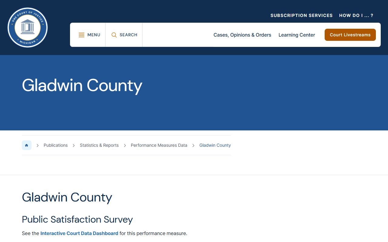 Gladwin County court dockets performance measures data