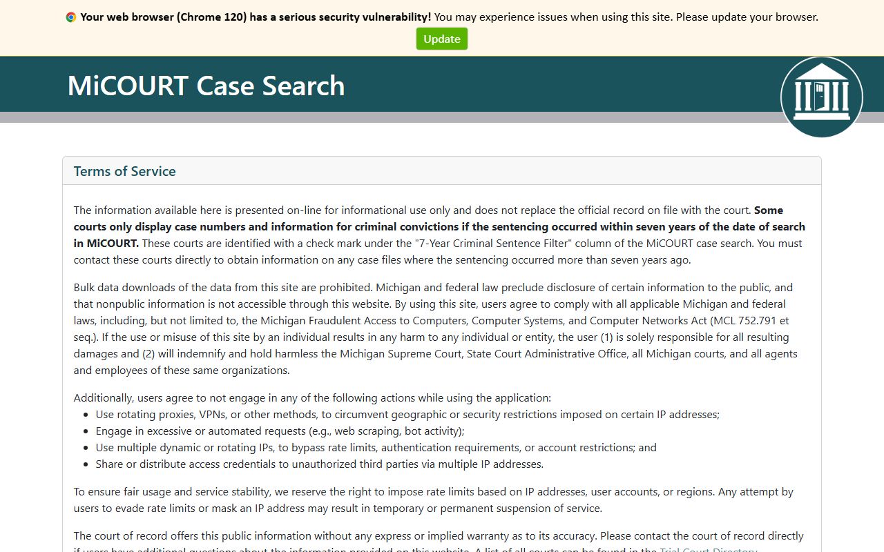 Gladwin County court dockets MiCOURT case search