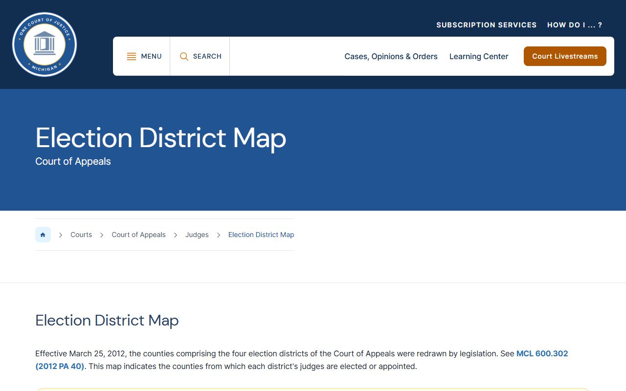 Gladwin County probate records appeals route to the Michigan Court of Appeals district map