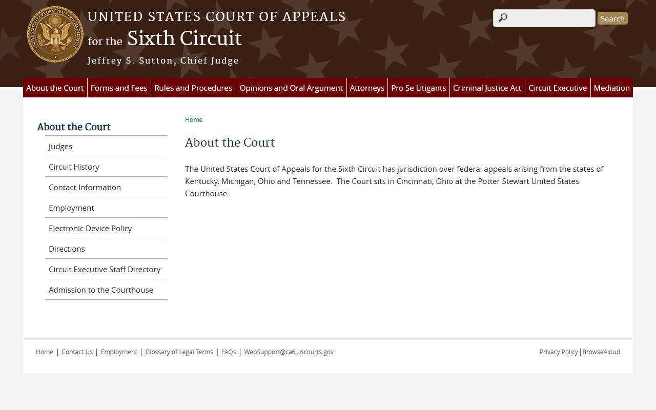 Gladwin County probate records boundary with the federal Sixth Circuit Court of Appeals