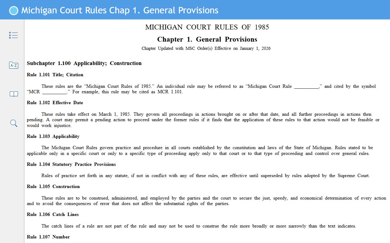 Gladwin County traffic court records access under the Michigan Court Rules Chapter 1