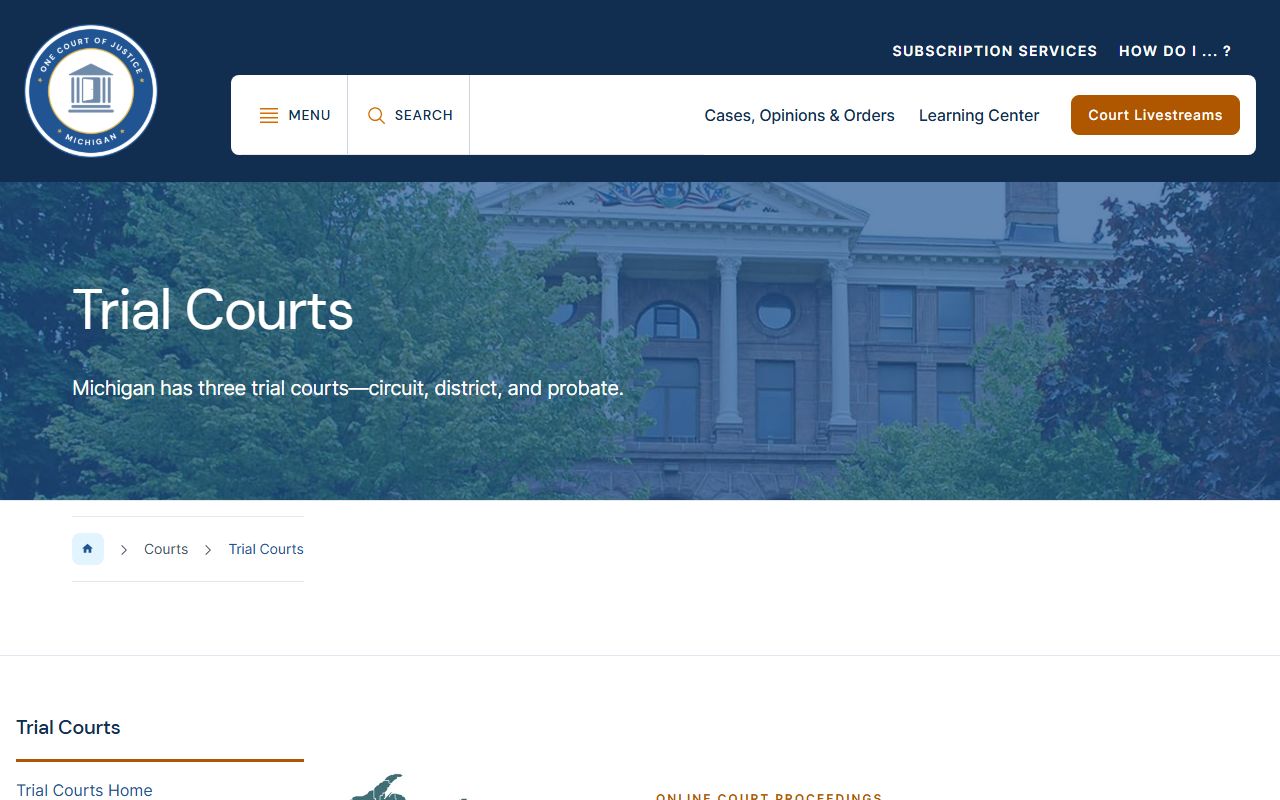 Gladwin County traffic court records handled by the district court in the Michigan trial court system